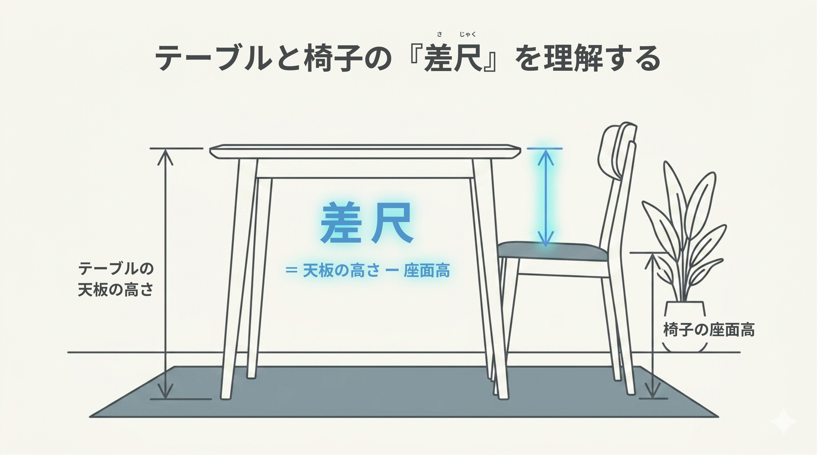 差尺とは？イスに合うテーブル高さの計算方法